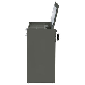 English Elm Ayuba High Gloss Grey Vanity Set with LED Mirror USB Charging and Padded Stool B062P511941
