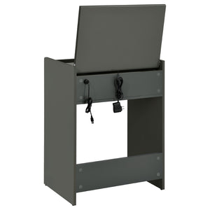 English Elm Ayuba High Gloss Grey Vanity Set with LED Mirror USB Charging and Padded Stool B062P511941