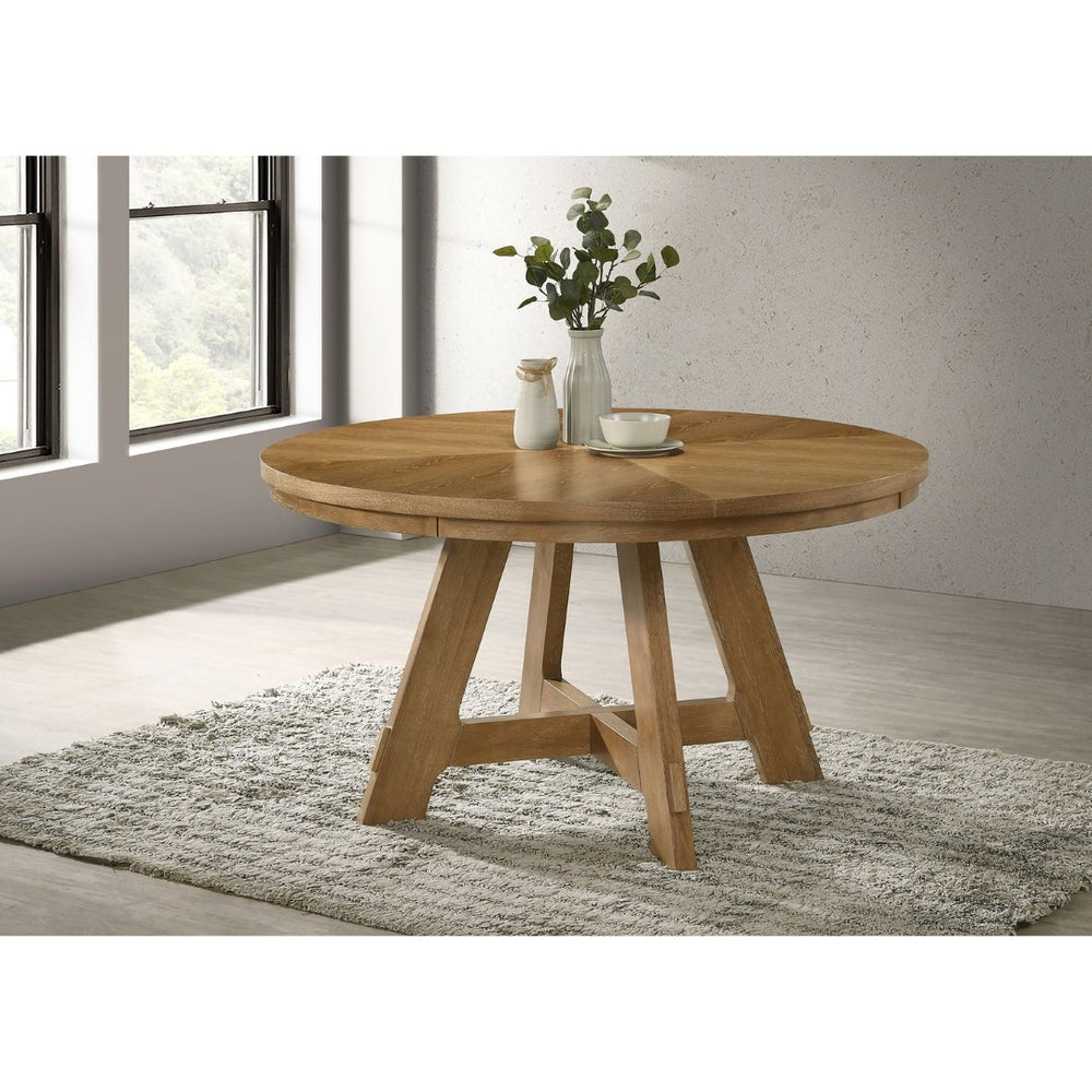 English Elm Kent Round Oak Veneer Dining Table Starburst Pattern Farmhouse Style Seats Four B062P511942