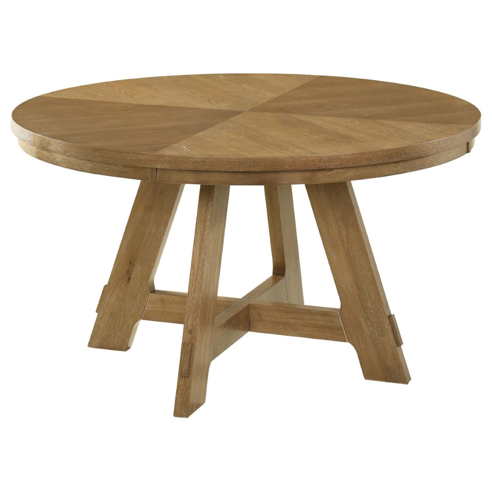 English Elm Kent Round Oak Veneer Dining Table Starburst Pattern Farmhouse Style Seats Four B062P511942