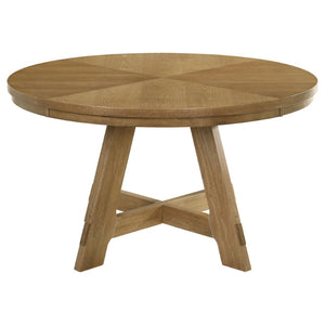 English Elm Kent Round Oak Veneer Dining Table Starburst Pattern Farmhouse Style Seats Four B062P511942