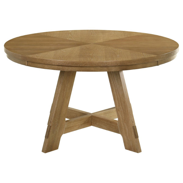 English Elm Kent Round Oak Veneer Dining Table Starburst Pattern Farmhouse Style Seats Four B062P511942