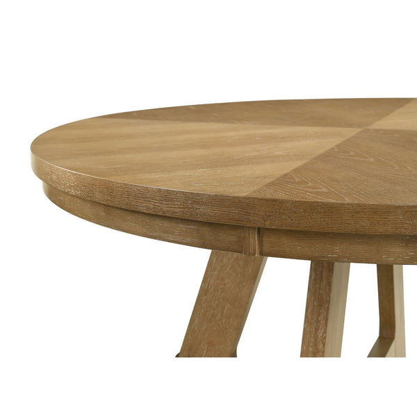English Elm Kent Round Oak Veneer Dining Table Starburst Pattern Farmhouse Style Seats Four B062P511942