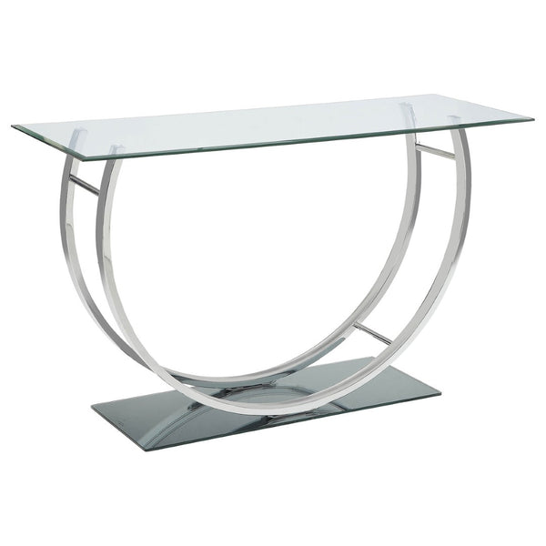 English Elm Garrett Tempered Glass and Chrome Console Table for Entryways with Mirrored Base B062P511943