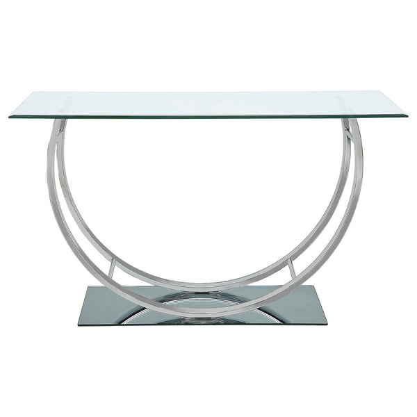 English Elm Garrett Tempered Glass and Chrome Console Table for Entryways with Mirrored Base B062P511943