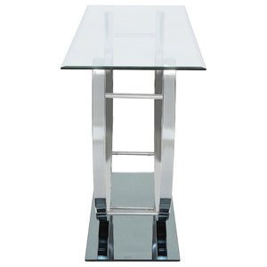 English Elm Garrett Tempered Glass and Chrome Console Table for Entryways with Mirrored Base B062P511943
