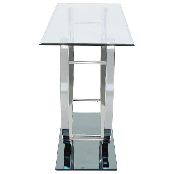 English Elm Garrett Tempered Glass and Chrome Console Table for Entryways with Mirrored Base B062P511943