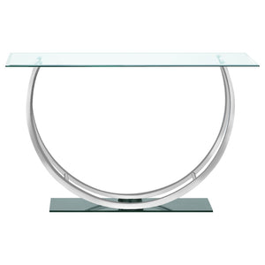 English Elm Garrett Tempered Glass and Chrome Console Table for Entryways with Mirrored Base B062P511943