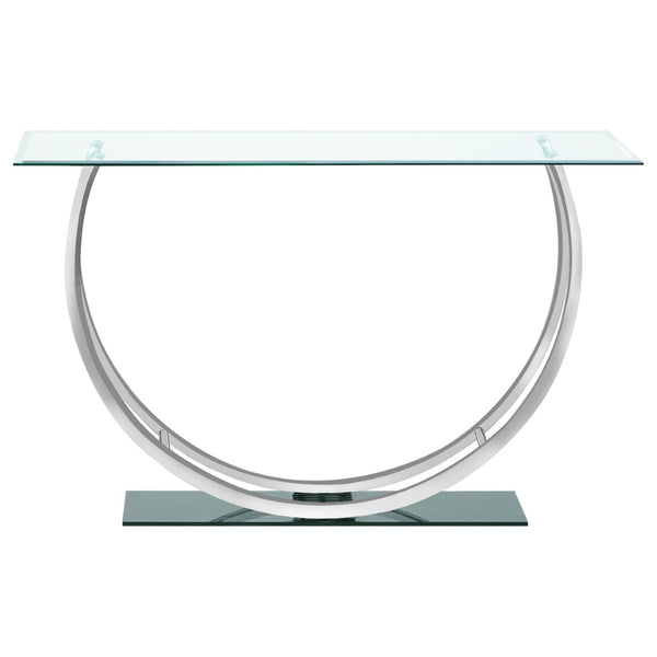 English Elm Garrett Tempered Glass and Chrome Console Table for Entryways with Mirrored Base B062P511943