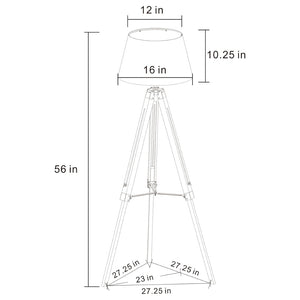 English Elm Hannah Grey Poplar Tripod Floor Lamp with Drum Shade for Modern Living Spaces B062P511946