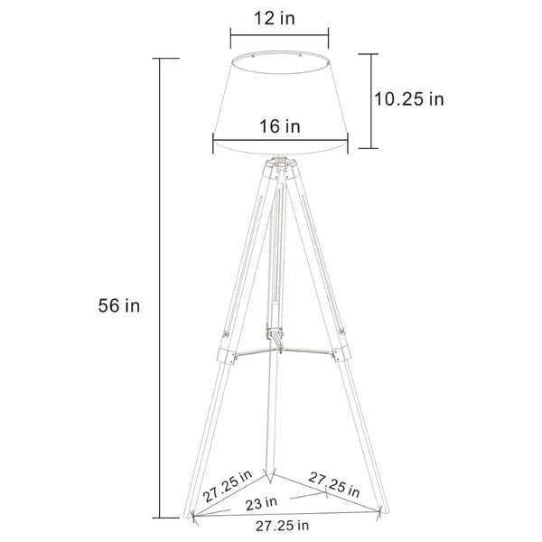 English Elm Hannah Grey Poplar Tripod Floor Lamp with Drum Shade for Modern Living Spaces B062P511946