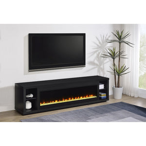 English Elm Joselyn Matte Black Electric Fireplace TV Stand with Crystal Flame for Living Rooms B062P511947