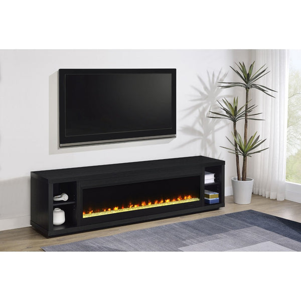 English Elm Joselyn Matte Black Electric Fireplace TV Stand with Crystal Flame for Living Rooms B062P511947