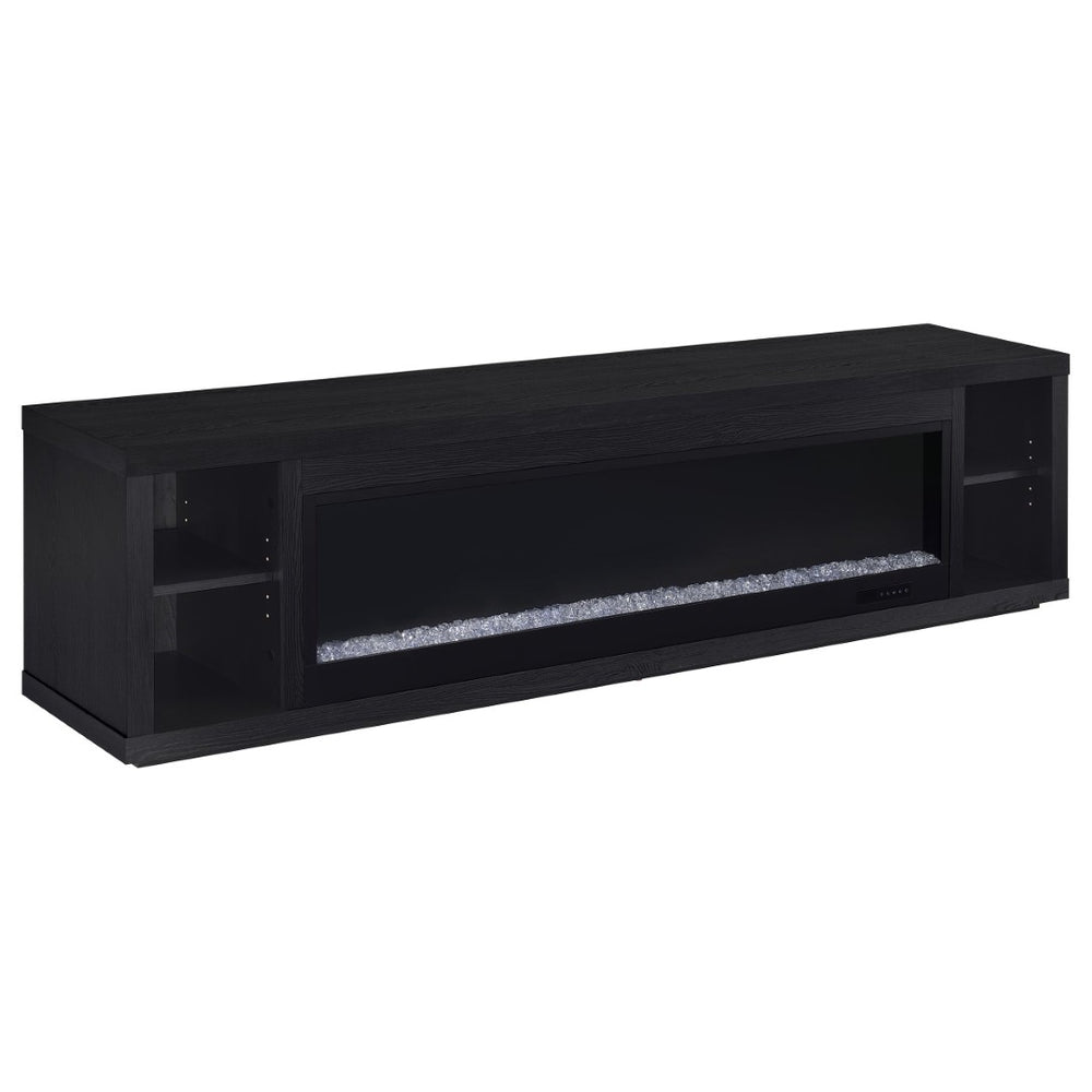 English Elm Joselyn Matte Black Electric Fireplace TV Stand with Crystal Flame for Living Rooms B062P511947