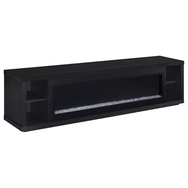 English Elm Joselyn Matte Black Electric Fireplace TV Stand with Crystal Flame for Living Rooms B062P511947