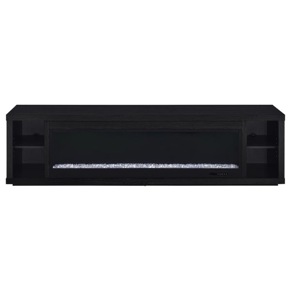 English Elm Joselyn Matte Black Electric Fireplace TV Stand with Crystal Flame for Living Rooms B062P511947