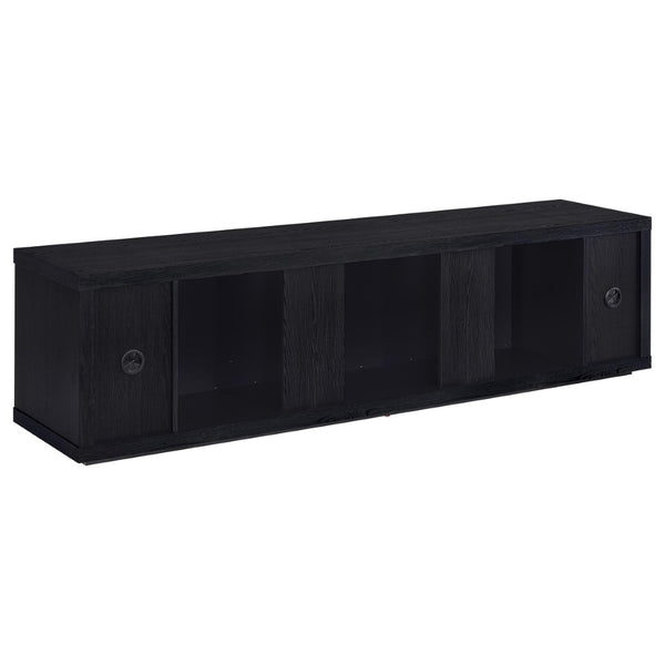 English Elm Joselyn Matte Black Electric Fireplace TV Stand with Crystal Flame for Living Rooms B062P511947