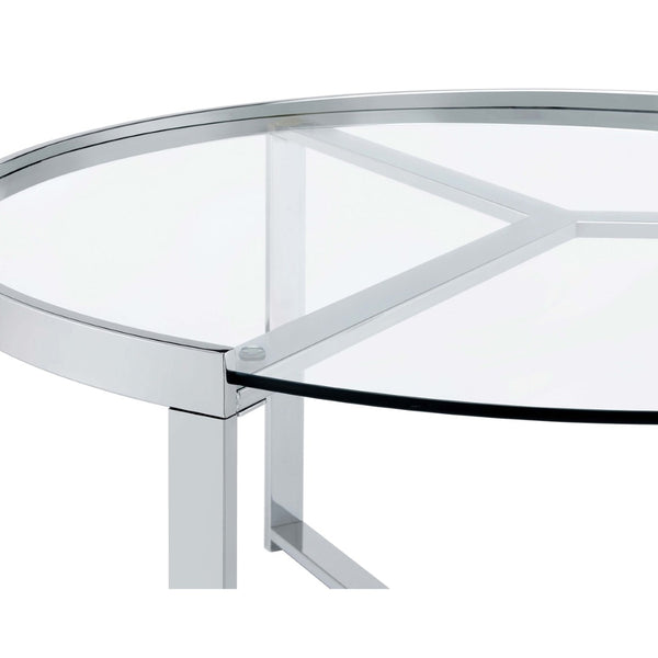 English Elm Kaylie Round Tempered Glass Nesting Tables with Polished Chrome Tripod Bases for Modern Rooms B062P511948