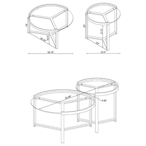 English Elm Kaylie Round Tempered Glass Nesting Tables with Polished Chrome Tripod Bases for Modern Rooms B062P511948