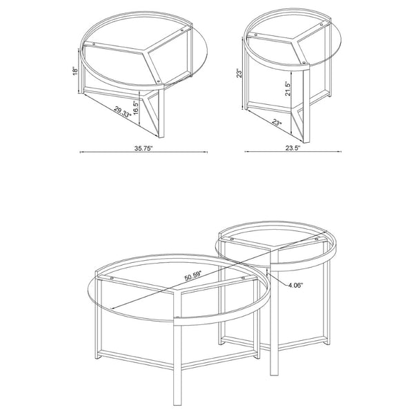 English Elm Kaylie Round Tempered Glass Nesting Tables with Polished Chrome Tripod Bases for Modern Rooms B062P511948