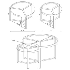 English Elm Kaylie Round Tempered Glass Nesting Tables with Polished Chrome Tripod Bases for Modern Rooms B062P511948