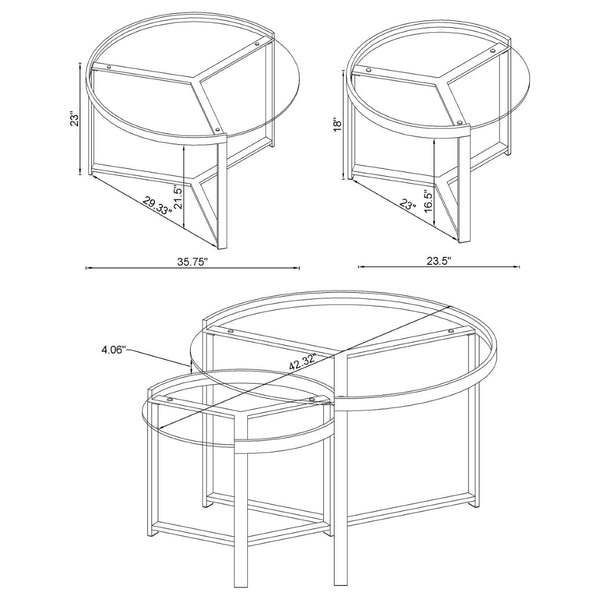English Elm Kaylie Round Tempered Glass Nesting Tables with Polished Chrome Tripod Bases for Modern Rooms B062P511948
