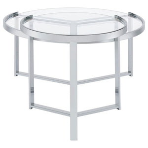 English Elm Kaylie Round Tempered Glass Nesting Tables with Polished Chrome Tripod Bases for Modern Rooms B062P511948