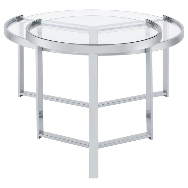 English Elm Kaylie Round Tempered Glass Nesting Tables with Polished Chrome Tripod Bases for Modern Rooms B062P511948