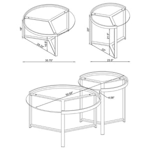 English Elm Kaylie Round Tempered Glass Nesting Tables with Gold Tripod Bases for Living Rooms B062P511949