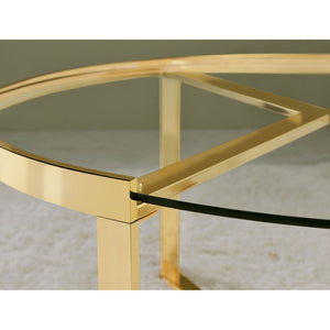 English Elm Kaylie Round Tempered Glass Nesting Tables with Gold Tripod Bases for Living Rooms B062P511949