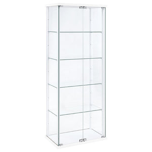 English Elm Hyacinth Tall Glass Door Display Cabinet with Chrome Hardware for Living Room White B062P511950