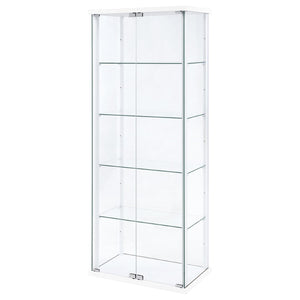 English Elm Hyacinth Tall Glass Door Display Cabinet with Chrome Hardware for Living Room White B062P511950