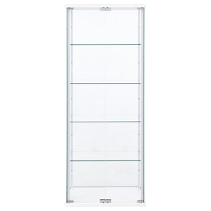 English Elm Hyacinth Tall Glass Door Display Cabinet with Chrome Hardware for Living Room White B062P511950