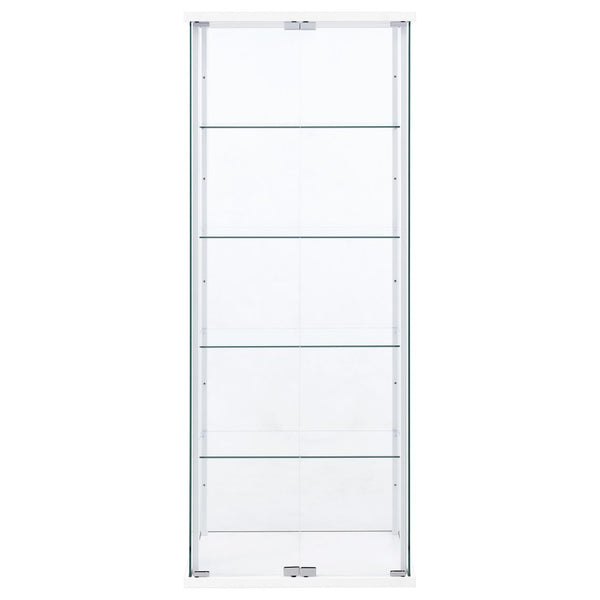 English Elm Hyacinth Tall Glass Door Display Cabinet with Chrome Hardware for Living Room White B062P511950