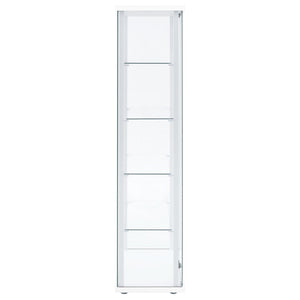 English Elm Hyacinth Tall Glass Door Display Cabinet with Chrome Hardware for Living Room White B062P511950