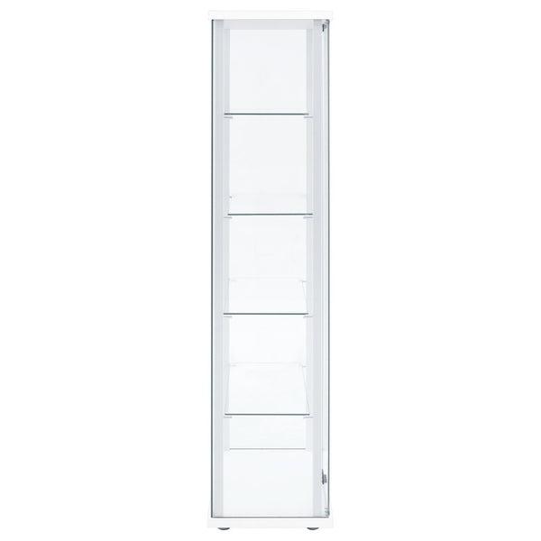 English Elm Hyacinth Tall Glass Door Display Cabinet with Chrome Hardware for Living Room White B062P511950