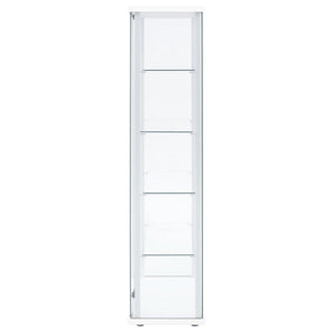 English Elm Hyacinth Tall Glass Door Display Cabinet with Chrome Hardware for Living Room White B062P511950