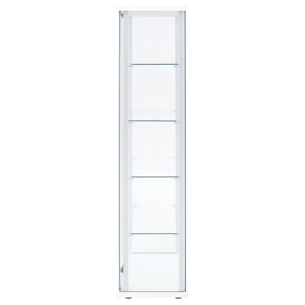 English Elm Hyacinth Tall Glass Door Display Cabinet with Chrome Hardware for Living Room White B062P511950