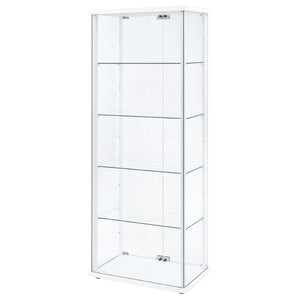 English Elm Hyacinth Tall Glass Door Display Cabinet with Chrome Hardware for Living Room White B062P511950