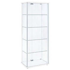 English Elm Hyacinth Tall Glass Door Display Cabinet with Chrome Hardware for Living Room White B062P511950