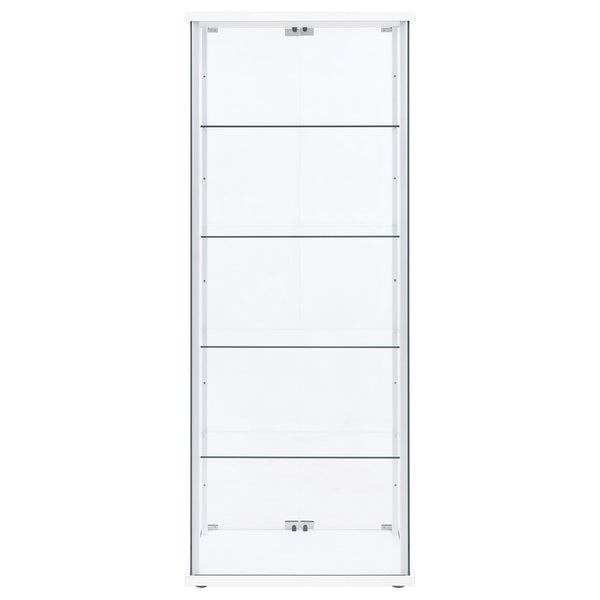 English Elm Hyacinth Tall Glass Door Display Cabinet with Chrome Hardware for Living Room White B062P511950