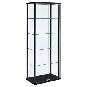 English Elm Hyacinth Tall Glass Door Display Cabinet with Chrome Hardware for Living Room Black B062P511951