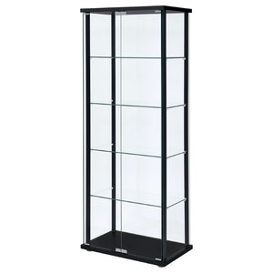 English Elm Hyacinth Tall Glass Door Display Cabinet with Chrome Hardware for Living Room Black B062P511951