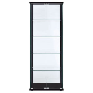 English Elm Hyacinth Tall Glass Door Display Cabinet with Chrome Hardware for Living Room Black B062P511951