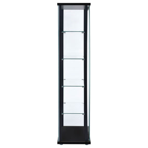 English Elm Hyacinth Tall Glass Door Display Cabinet with Chrome Hardware for Living Room Black B062P511951