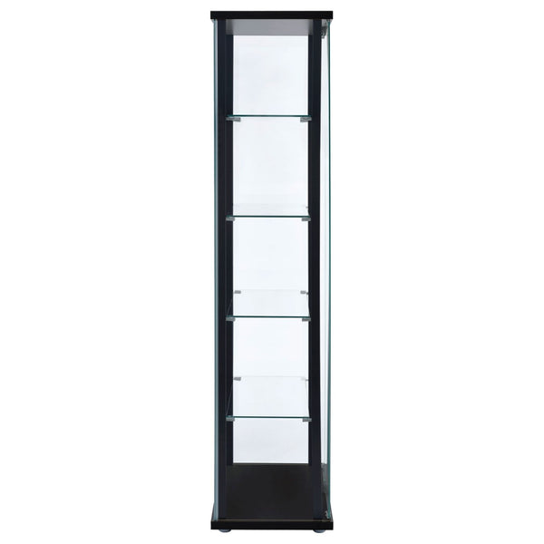 English Elm Hyacinth Tall Glass Door Display Cabinet with Chrome Hardware for Living Room Black B062P511951
