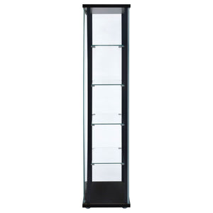 English Elm Hyacinth Tall Glass Door Display Cabinet with Chrome Hardware for Living Room Black B062P511951