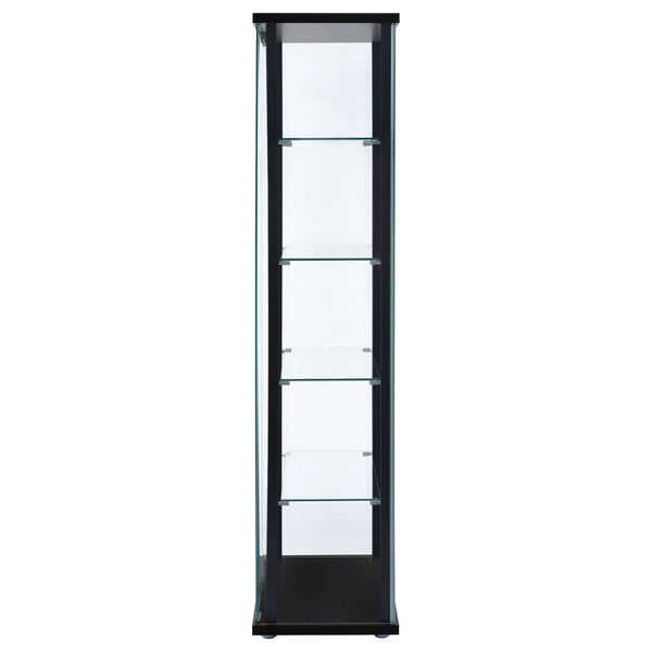 English Elm Hyacinth Tall Glass Door Display Cabinet with Chrome Hardware for Living Room Black B062P511951