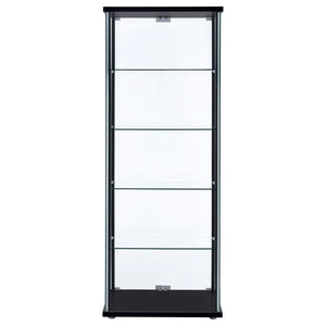 English Elm Hyacinth Tall Glass Door Display Cabinet with Chrome Hardware for Living Room Black B062P511951