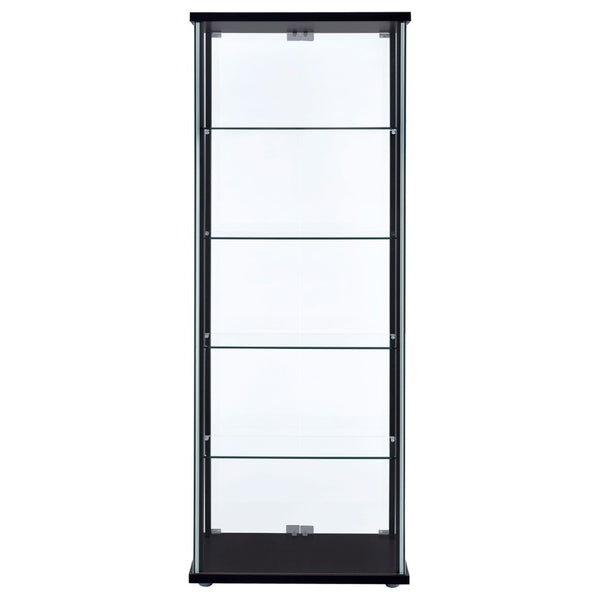 English Elm Hyacinth Tall Glass Door Display Cabinet with Chrome Hardware for Living Room Black B062P511951